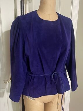 Isabel Marant Deep Purple Suede Tie-Waist Blazer with Peplum medium